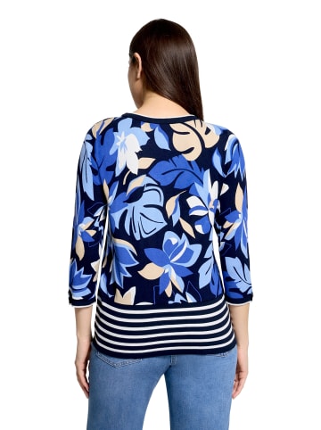 Betty Barclay Feinstrickpullover mit Blumenprint in Dunkelblau/Blau