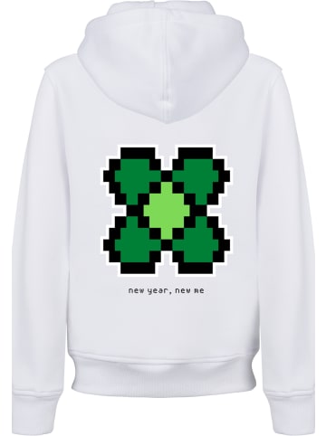 F4NT4STIC Hoodie Silvester Happy New Year Pixel Kleeblatt in weiß