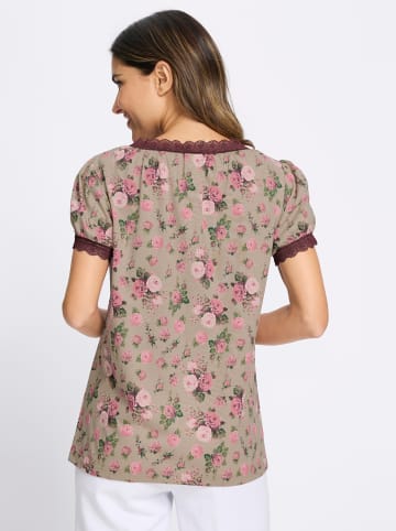 Sieh an! Trachtenshirt in beige-kirsche-bedruckt