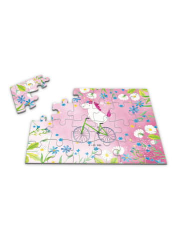 Mr. & Mrs. Panda Puzzle Einhorn Radfahrer ohne Spruch in Rot Pastell