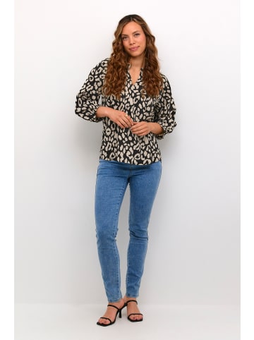 Kaffe Langarm-Bluse KAsandy in Black/Feather Gray Animal
