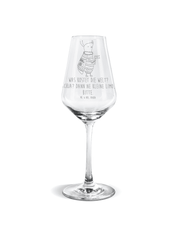 Mr. & Mrs. Panda Weißwein Glas Nachtfalter Fähnchen mit Spruch in Transparent