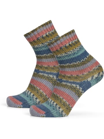 normani 2 Paar Gestrickte Wollsocken Bunt-geringelt in Multicolor