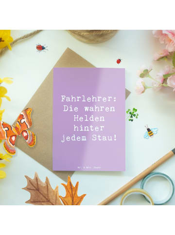 Mr. & Mrs. Panda Klappkarte Spruch Fahrlehrer Helden mit Spruch in Lavendeltraum