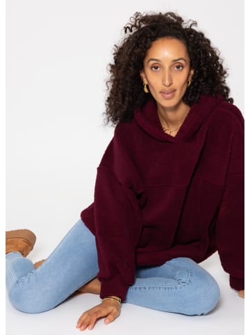 SASSYCLASSY Oversize Teddy Sweatshirt mit Kapuze in Burgundy