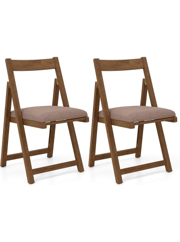 COSTWAY 2er Set Esszimmerstühle klappbar in Braun