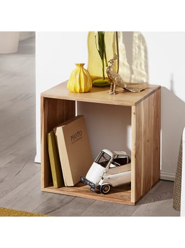 KADIMA DESIGN Cube Regal aus Massivholz, Beistelltisch/Bücherregal, vielseitig in Beige