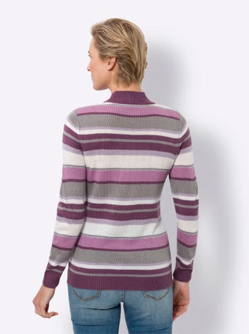 Sieh an! Stehkragen-Pullover in violett-flieder-geringelt