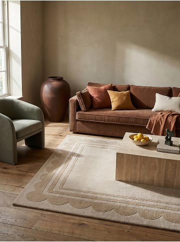 KADIMA DESIGN Teppich Wolle Handgetuftet WENSUM Grafisches Muster Wohnzimmer in Beige