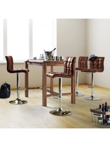 home24 home24 Barhocker (1er Set) - Antikbraun / Chrom - Kunstleder & Metall verchromt - 46.0 x 97.0 x 50.0 cm in Antikbraun / Chrom