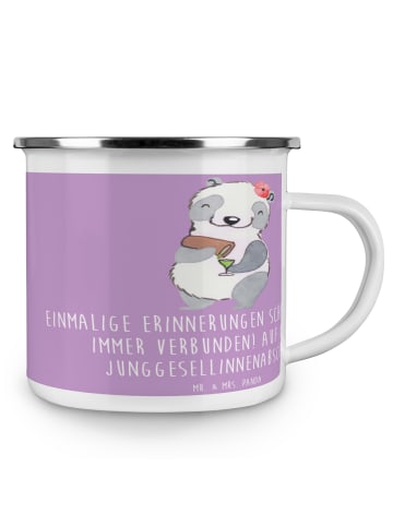 Mr. & Mrs. Panda Camping Emaille Tasse Junggesellinnenabschied E... in Lavendeltraum