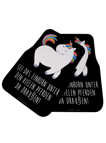 Mr. & Mrs. Panda Fahrer Autofußmatte Einhorn Stolzieren mit Spruch in Schwarz