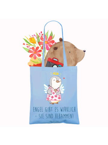 Mr. & Mrs. Panda Shopping Tasche Hebamme Engel mit Spruch in Sky Blue