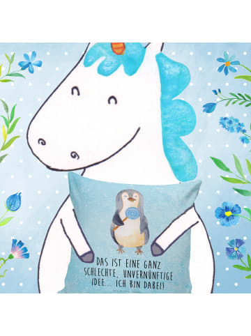Mr. & Mrs. Panda Sitzkissen Pinguin Lolli mit Spruch in Eisblau