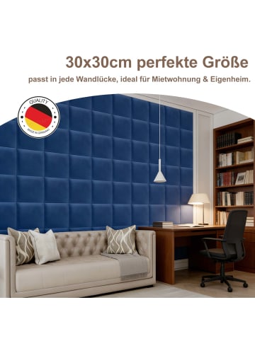 Yalion 4er-Set Wandkissen aus Stoff 30x30cm 3D Gepolsterte Wandpaneele in Marineblau