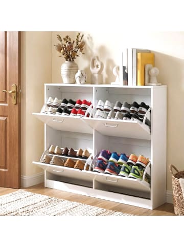 VASAGLE Schuhschrank Custos in Weiß - (B)105.5 x (H)82.7 x (T)24 cm
