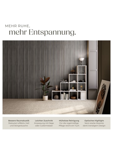 tectake Akustikpaneele aus MDF und Echtholzfurnier, je 110 x 50 x 1,1 cm
