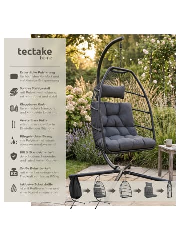tectake Hängeschaukel mit extra dickem Sitz- und Kopfkissen, 98 x 107 x 202 cm