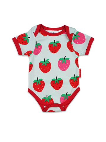 Toby Tiger Baby Kurzarmbody mit Erdbeer Print in rot