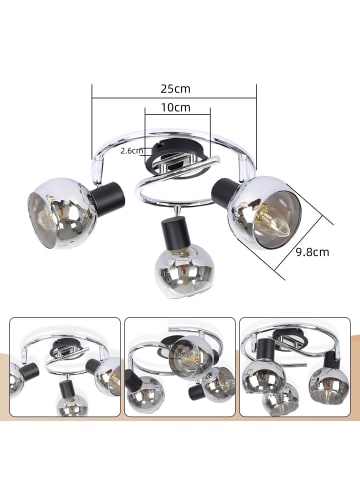 ZMH Deckenleuchte in Rauchgrau 3-flammige E14 Glas Modern