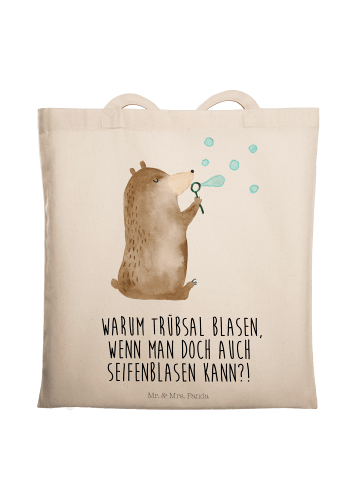 Mr. & Mrs. Panda Shopping Tasche Bär Seifenblasen mit Spruch in Creme