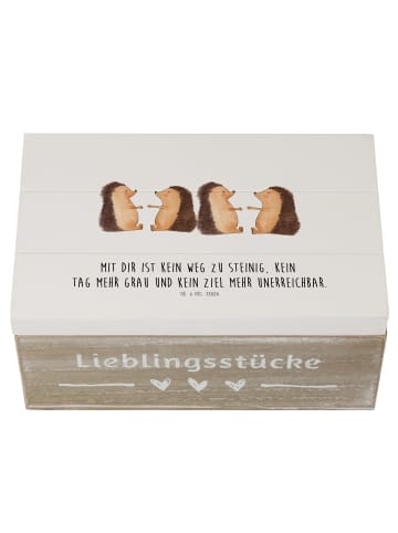 Mr. & Mrs. Panda Holzkiste Igel Liebe mit Spruch in Weiß