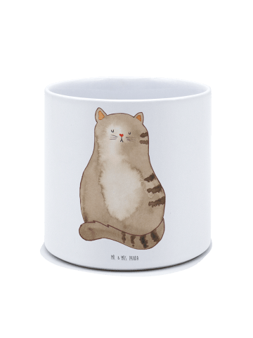 Mr. & Mrs. Panda Blumentopf Katze Sitzen ohne Spruch in Weiß