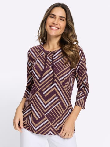 Sieh an! 3/4-Arm-Shirt in burgund-camel-bedruckt