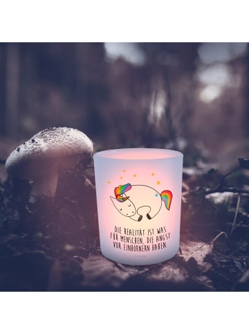 Mr. & Mrs. Panda Windlicht aus Glas Einhorn Nacht mit Spruch in Transparent