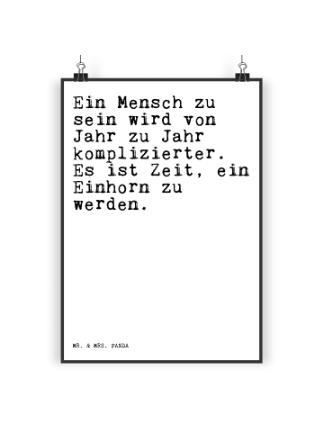 Mr. & Mrs. Panda Poster Ein Mensch zu sein... mit Spruch in Weiß