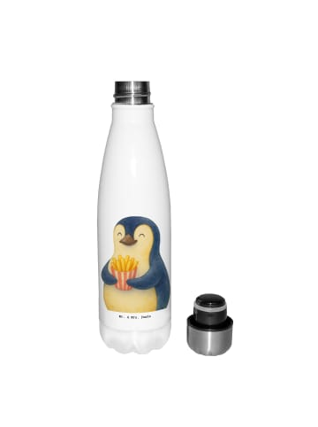 Mr. & Mrs. Panda Edelstahl Wasserflasche Pinguin Frühling Pommes... in Weiß