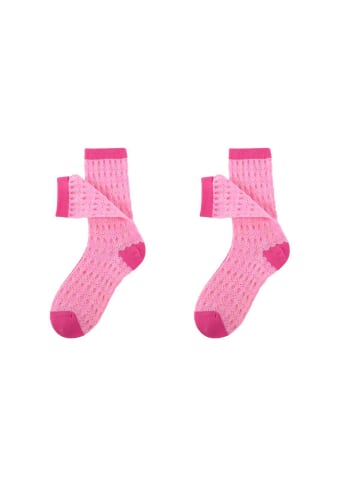MUNADUNA 2er-Pack Lochmuster-Socken in Rot