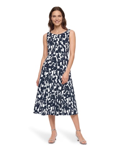 Vera Mont Cocktailkleid mit Print in Weiß/Dunkelblau