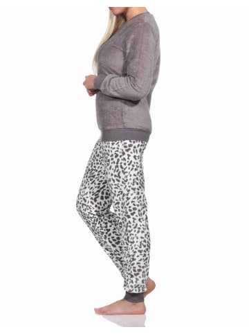 NORMANN langarm Schlafanzug Pyjama Bündchen Coralfleece Animal Look - 76743 in braun