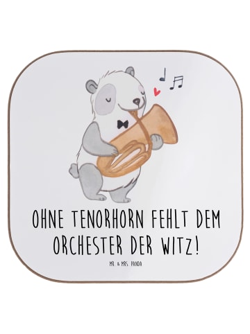 Mr. & Mrs. Panda Untersetzer Glas Tenorhorn Witz mit Spruch in Weiß