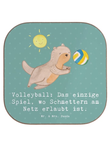 Mr. & Mrs. Panda Bierdeckel Volleyball Schmettern mit Spruch in Meeresbrise
