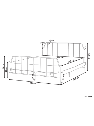 Beliani Doppelbett MAURESSAC in Schwarz - (W) 185 x (H) 94 x (L) 206 cm