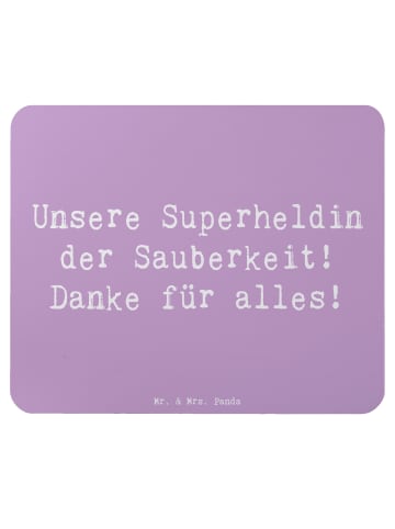 Mr. & Mrs. Panda Mauspad Spruch Putzfrau Superheldin mit Spruch in Lavendeltraum