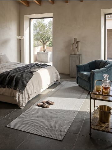 KADIMA DESIGN Teppichläufer Bordüre flachgewebt pflegeleicht Wohnzimmer Flur in Grau