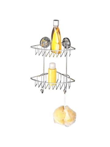 Wenko Eckbadezimmer BARI, Vacuum-Loc in Silbern, (B) 16 x (H) 29 x (L) 22 cm