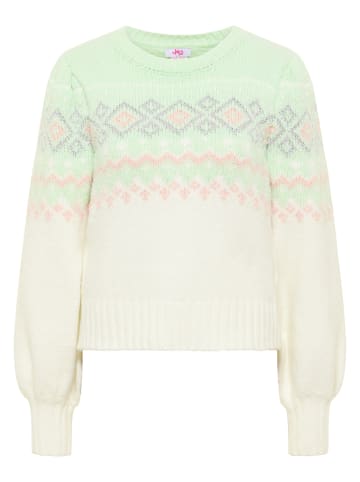 myMo Damen Strickpullover in Mint Wollweiss