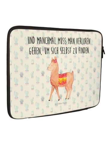 Mr. & Mrs. Panda Laptop Sleeve Alpaka Stolz mit Spruch in Kaktus Grün