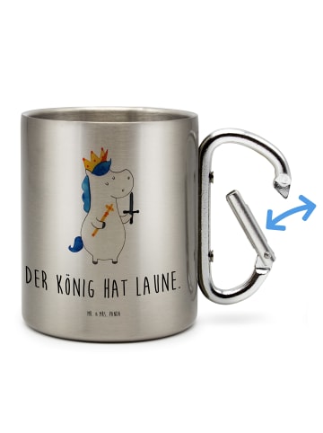 Mr. & Mrs. Panda Tasse Einhorn König mit Schwert mit Spruch in Silber