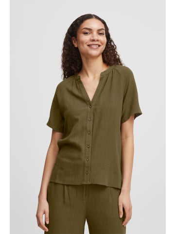 b.young Kurzarmbluse BYJOHANNA BLOUSE - 20813133  Bluse aus Leinenmix in Grün