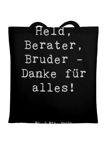 Mr. & Mrs. Panda Jutebeutel Spruch Held Bruder mit Spruch in Schwarz