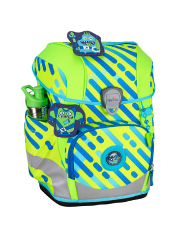 DerDieDas Schulranzen Set 5-tlg. ErgoFlex Tiny NEON Monster in grün-blau
