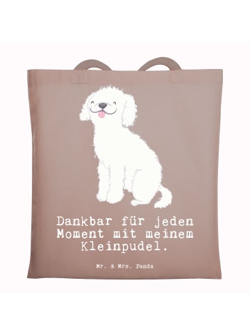 Mr. & Mrs. Panda Tote Bag Kleinpudel Moment mit Spruch in Braun Pastell