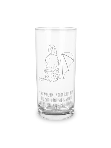 Mr. & Mrs. Panda Wasserglas Fledermaus Sitzen mit Spruch in Transparent