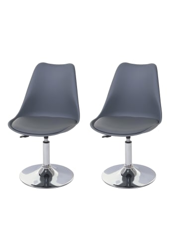 MCW 2er-Set Drehstuhl Vaasa T501, Dunkelgrau, Chromfuß