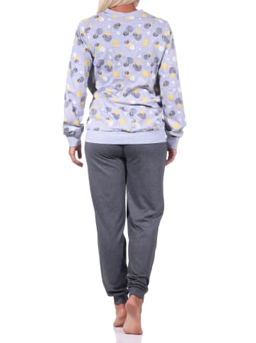 NORMANN Pyjama Schlafanzug Bündchen Tupfen Punkte - 69290 in gelb